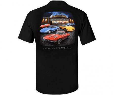 Corvette Americas Sports Car Showroom Black T-Shirt