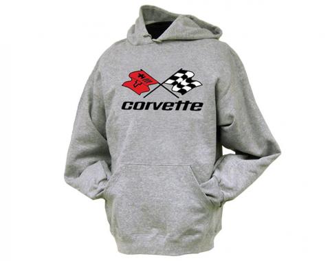 Hoodie/Hooded Sweatshirt With Crossflag Embroidered Logo Gray