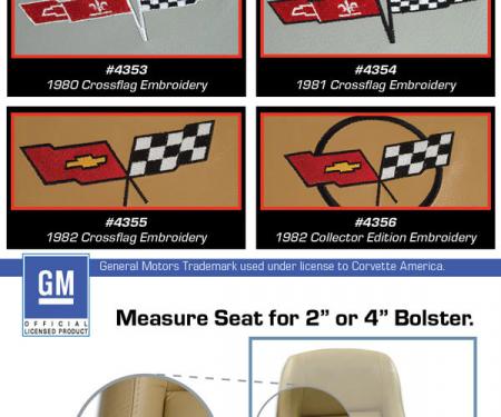 CA 1979-1980 Chevrolet Corvette Embroidered Leather Seat Covers 100% Leather 2" Bolster 420066E | 79-80 Oyster