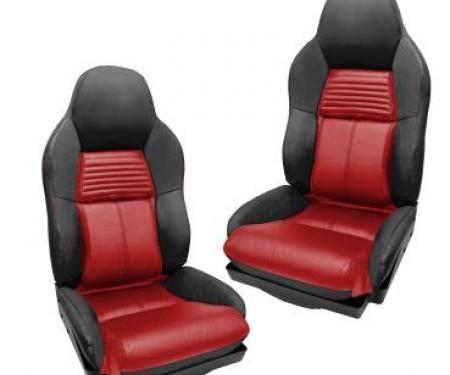 CA 1994-1996 Chevrolet Corvette Custom 100% Leather Seat Covers Standard Black & Red 44225