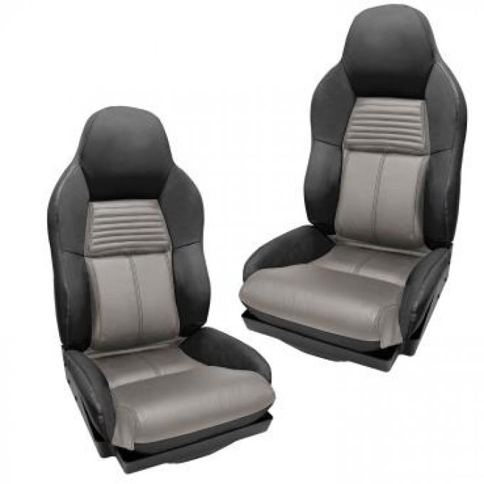 CA 1994-1996 Chevrolet Corvette Custom 100% Leather Seat Covers Standard Black & Gray 44224